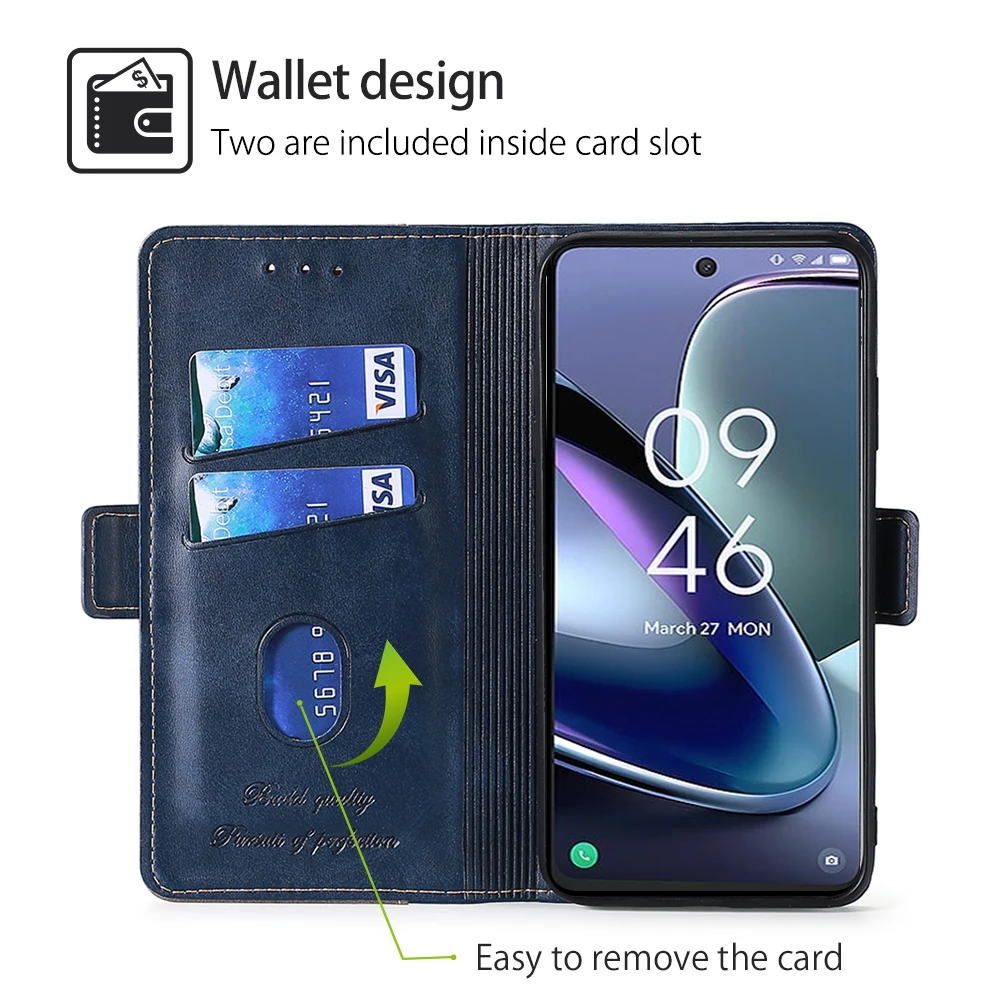 Elegant Business Book Style Multi Card Leather Flip Kickstand Case Cover