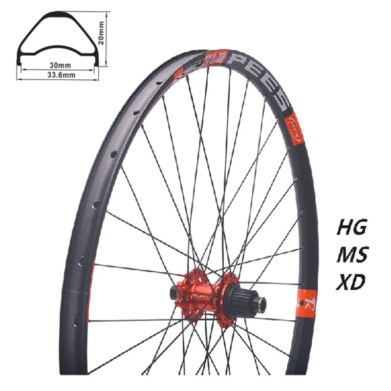 RUJIXU MTB Bike Wheelset 27.5 29 inch AM or DH 30mm Wide Rim148 Boost Hub 142 Thru Axle 135 QR 6