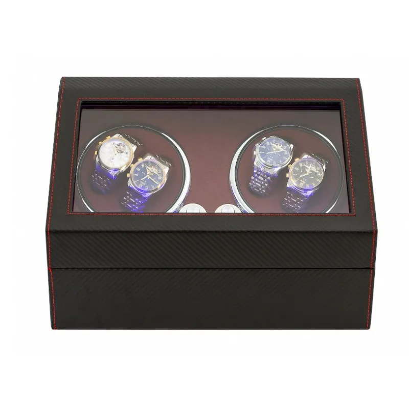 High Quality Automatic Watch Shaker Watch Storage Watch Display Case for 4 Automatic with Extra 6 Watch Storage LED Illumination
