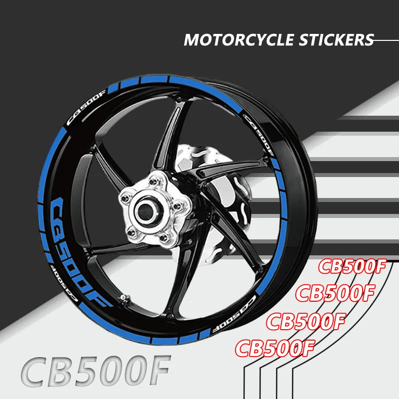 Motorcycle Front & Rear Wheels Outer Edge Stickers Tire Rim Decoration Stripes Tape Decals For Honda CB500F CB650R CB 500F 650R ziqiao high waist retro denim blue a line skirts pocket decoration back slit women long denim skirt raw edge female skirt