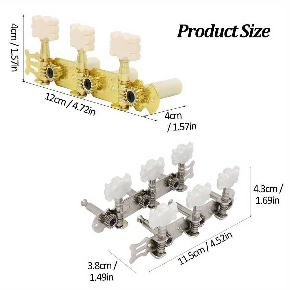 3-Peg Cluster Open-gear Classical Guitar Turners Flower Pattern Guitar Tuning Pegs for Acoustic Classical Guitars 2 Sets 1L1R