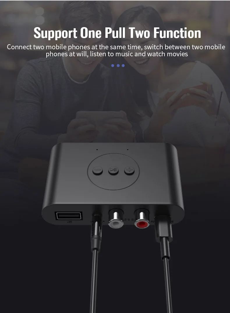 Bluetooth 5.0 Audio Receiver U Disk RCA 3.5mm 3.5 AUX Jack Stereo Music Wireless Adapter with Mic For Car Kit Speaker Amplifier
