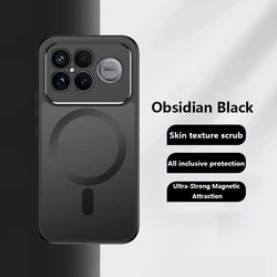 360 - Degree Rotation Matte Frosted Magnetic Shockproof Armor Phone Case - Poco F7 (With Magnetic Black)