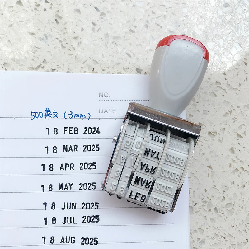 Cute Date Stamp Spanish French English Planner Bussiness Adjustable Rubber Stamp Ink Pad Date Diary School Stationery