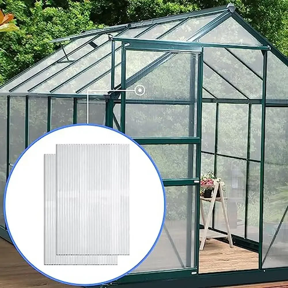 14PCS Twin-Wall Greenhouse Panels 4' x 2' x 0.32'' Shatterproof Polycarbonate Sheets All-Weather Outdoor Use Ideal Plant Growth 4