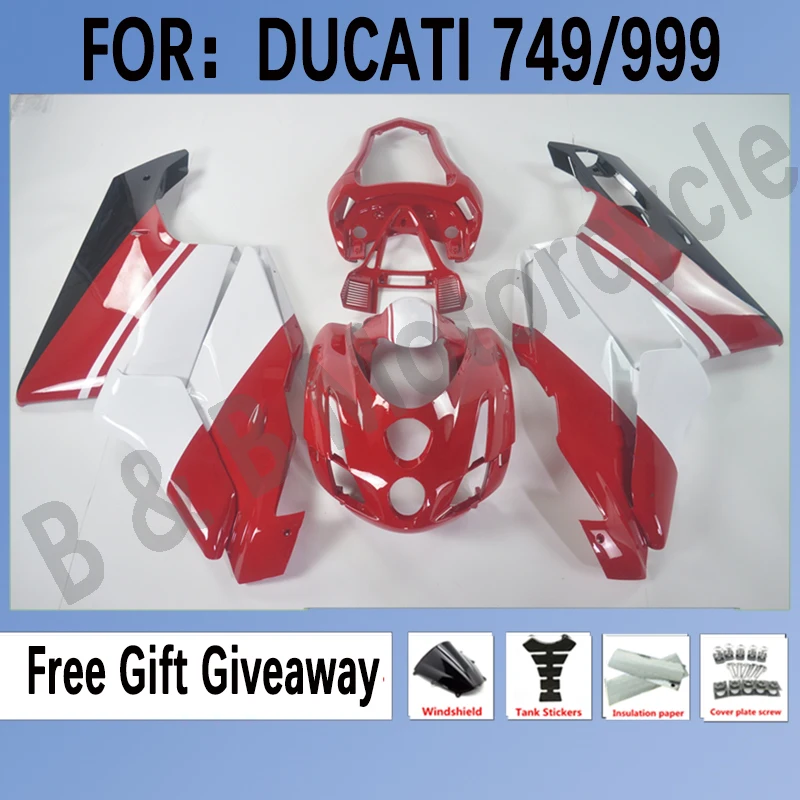 

Motorcycle ABS Injection Fairing Kit for DUCATI 749 749R 999 2003-2004 fairings for 749 999 03 04 Bodywork set Red White