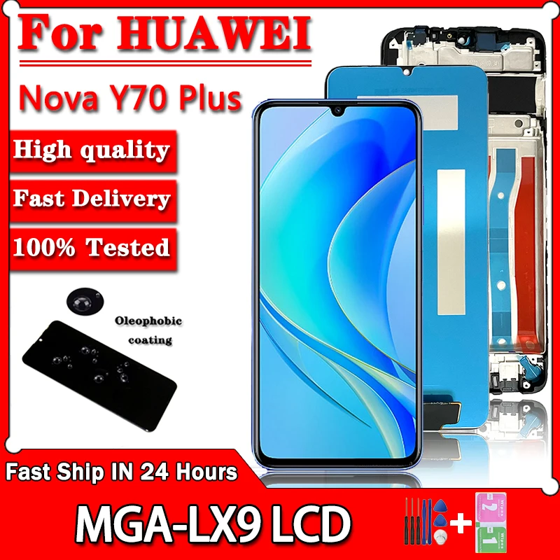 

6.75'' For Huawei Nova Y70 LCD MGA-LX9 Display Screen Frame+Touch Panel Digitizer For Huawei Nova Y70 Plus MGA-LX9N LCD Display