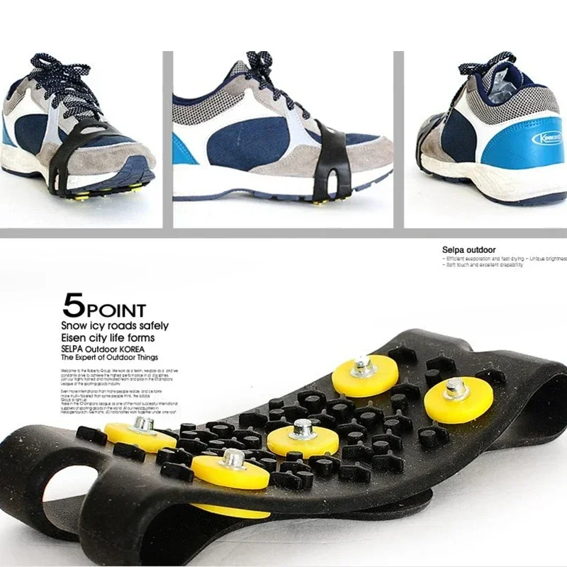 Snow Ice Claw Climbing Anti Slip Spikes Grips Crampon Cleats 2pcs Sport Shoes Cover For Women Men Boots Size 35-46