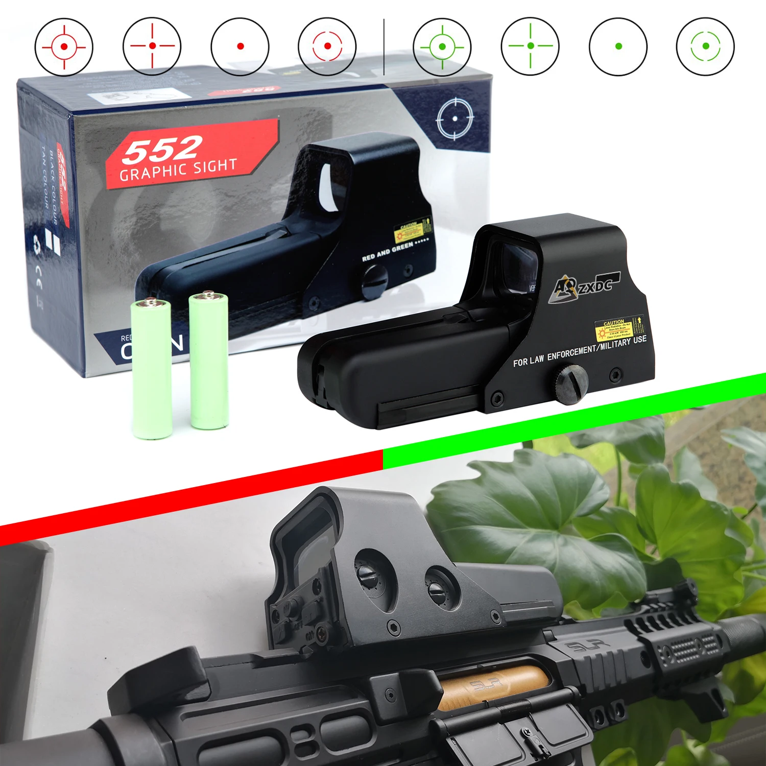 

HD552 Holographic red dot sight Airsoft hunting optic 20mm rifle rail scope 4-variable crosshair, metal optical instrument