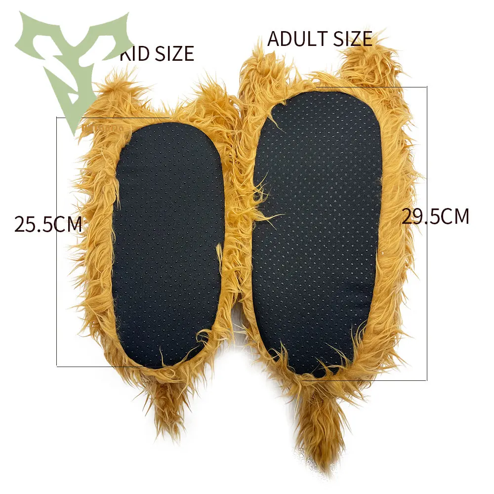 Highland Cattle Slippers Plush Scottish Cow Slippers Brown Fluffy Fur Home Slippers Winter Warm Kawaii Flat Animal Slides Shoes 6