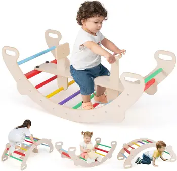 4-in-1 Wooden Rocking Climbing Arch 1