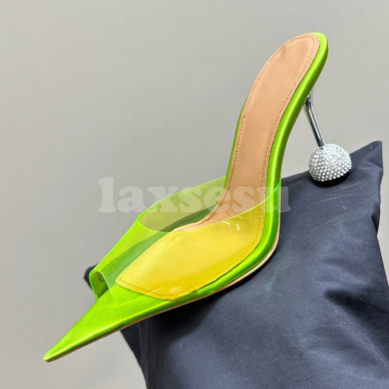 

Women Slippers Summer 2024 New Style Diamond Heel Transparent Material Female Shoes Simplicity Luxury Ladies Slippers