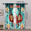 2pcs, Curtain Set New Year Wave Design Durable Polyester (without rod) Thermal Insulation, and Room Darkening Functions Perfect 5