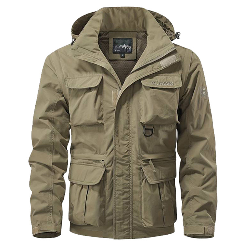 Top Men Autumn Multi-pocket Tech Wear Soft Shell Jacket Outdoor Hooded Utility Detachable Sleeves Travel Vest Outerwear