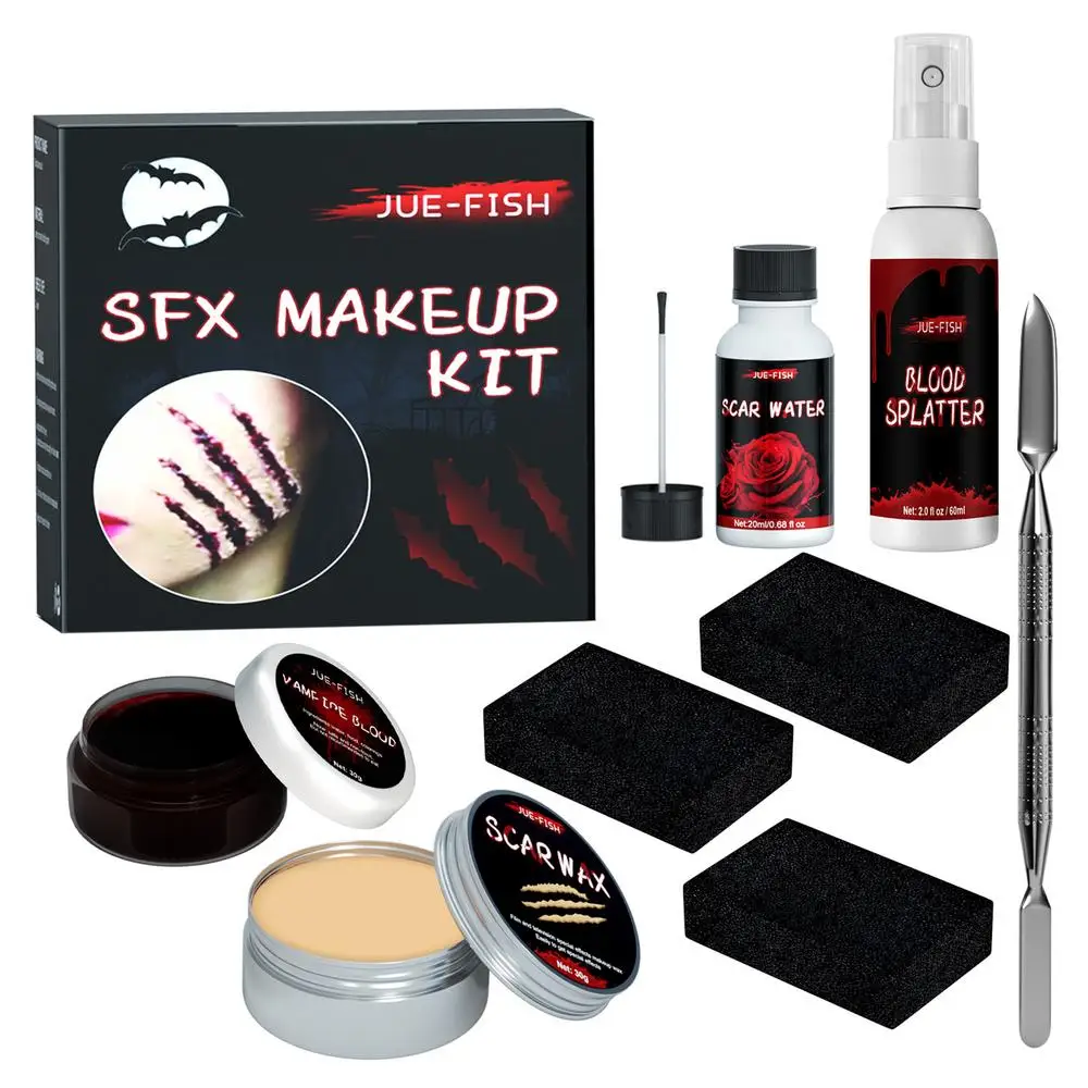 Halloween Fake Scar Makeup Kit - Horror Cosplay Skin Wax  Plasma Tool