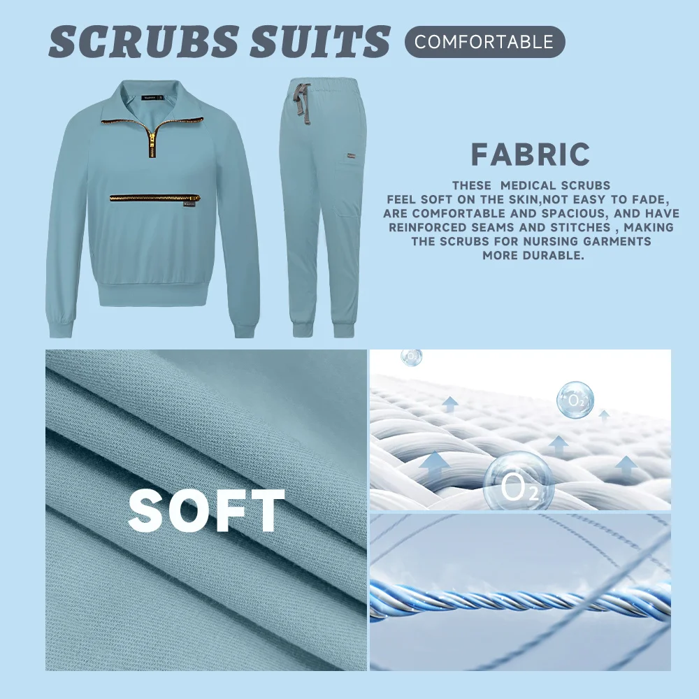 Fashion Scrub Suit Hospital Doctor Nurse Working Scrub Uniform Solid Color Unisex Surgical Set Women Joggers medical uniform