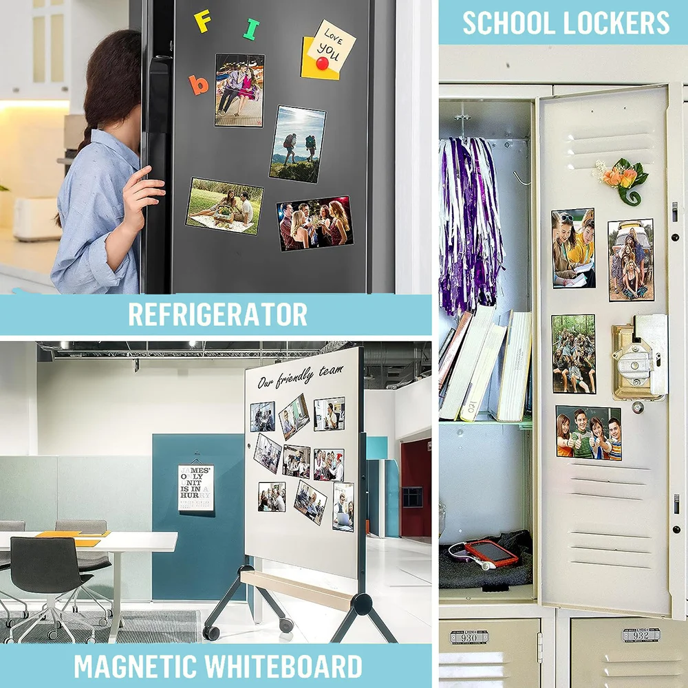 Black Magnetic Photo Frame 10 Piece Set Refrigerator Magnet Picture Sleeves Wall Art Poster Hanger Home Decoration Holder photo frame