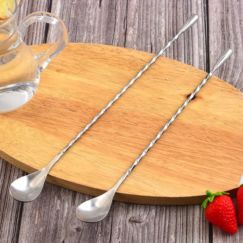 20/30/40cm Stainless Steel Stir Bar Spoon Mixing Ounces Cocktail Spoon Spiral Pattern Bartender Tools Teadrop Bar Tool Cocktail Spoon Cocktail Stir Sticks