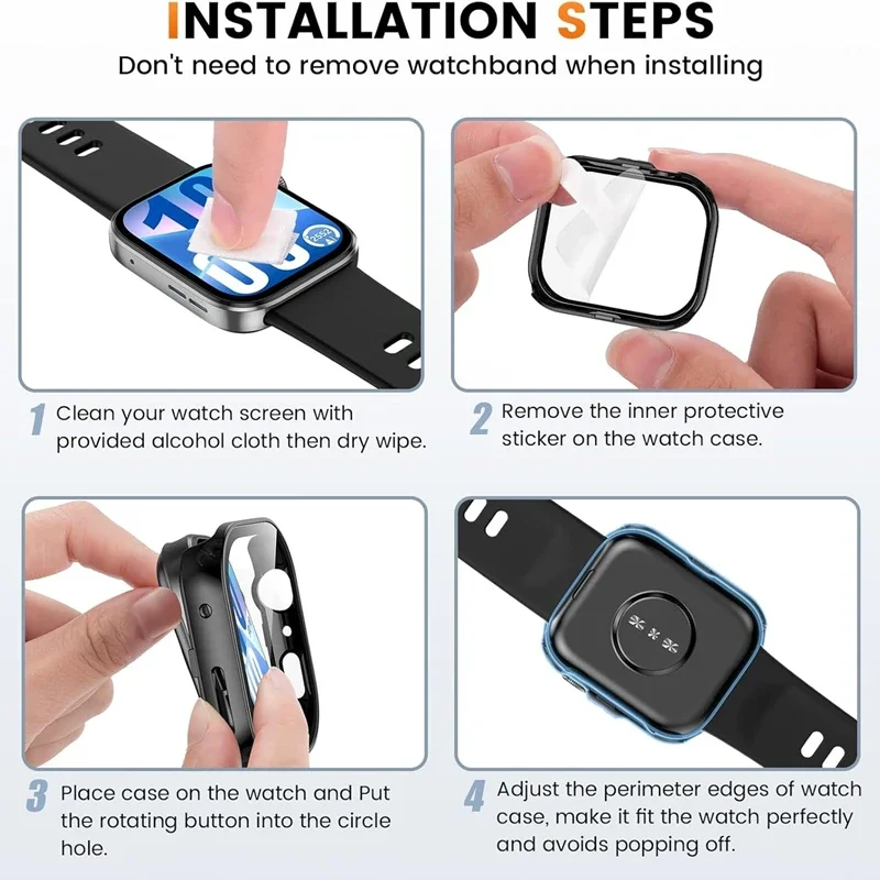Enhanced TPU Smartwatch Protective Case - Anti-Fall Bumper Shell with Screen Cover Accessories
