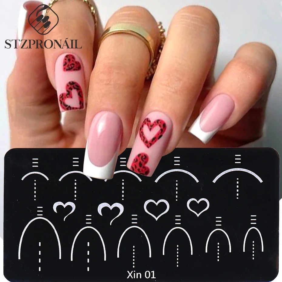 

Heart French Line Tips Nail Art Stamping Plate 3D Image DIY Stencil Template Manicure Art Printing Plates Nail Accessories Tools