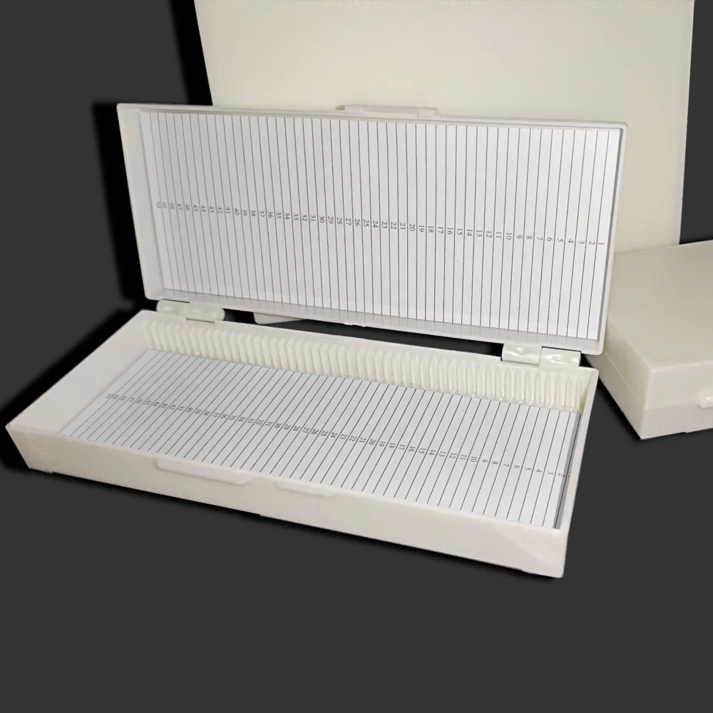 

50-Slots Plastic Slide Storage Box Slide Box Microscope Slide Case Microscope Plastic Slice Box Microscope Slides Box Case