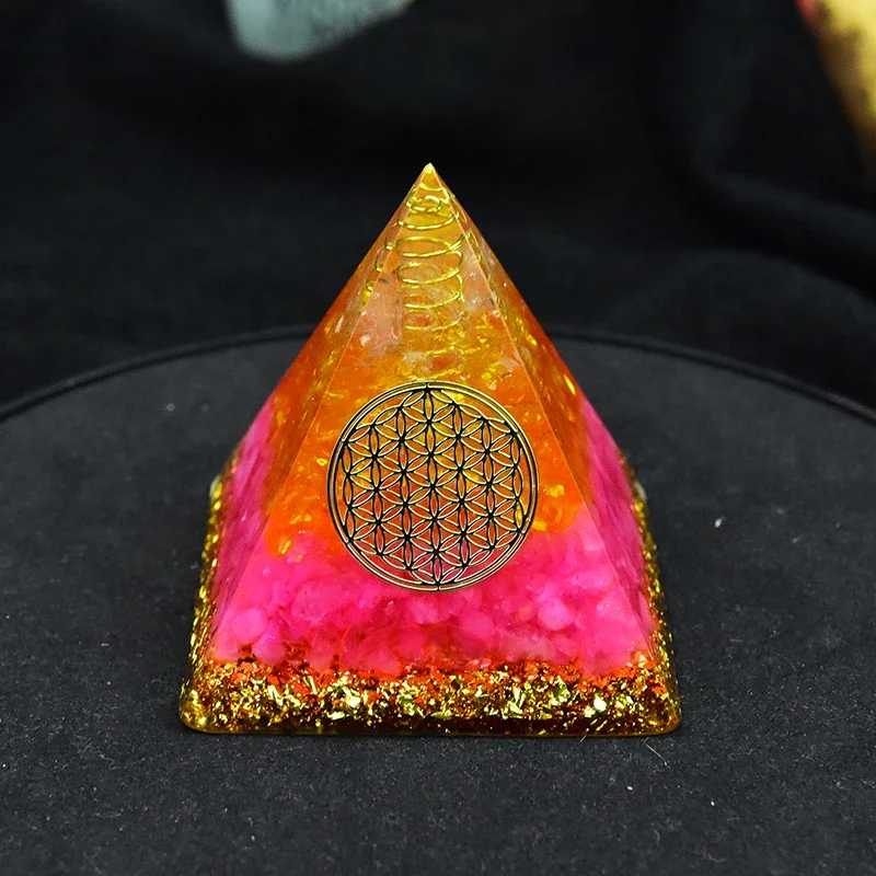 Orgonite Wicca Rose Quartz Energy Orgon Pyramid Yoga Meditation Citrine The Flower of Life Customization Resin Decoration Craft