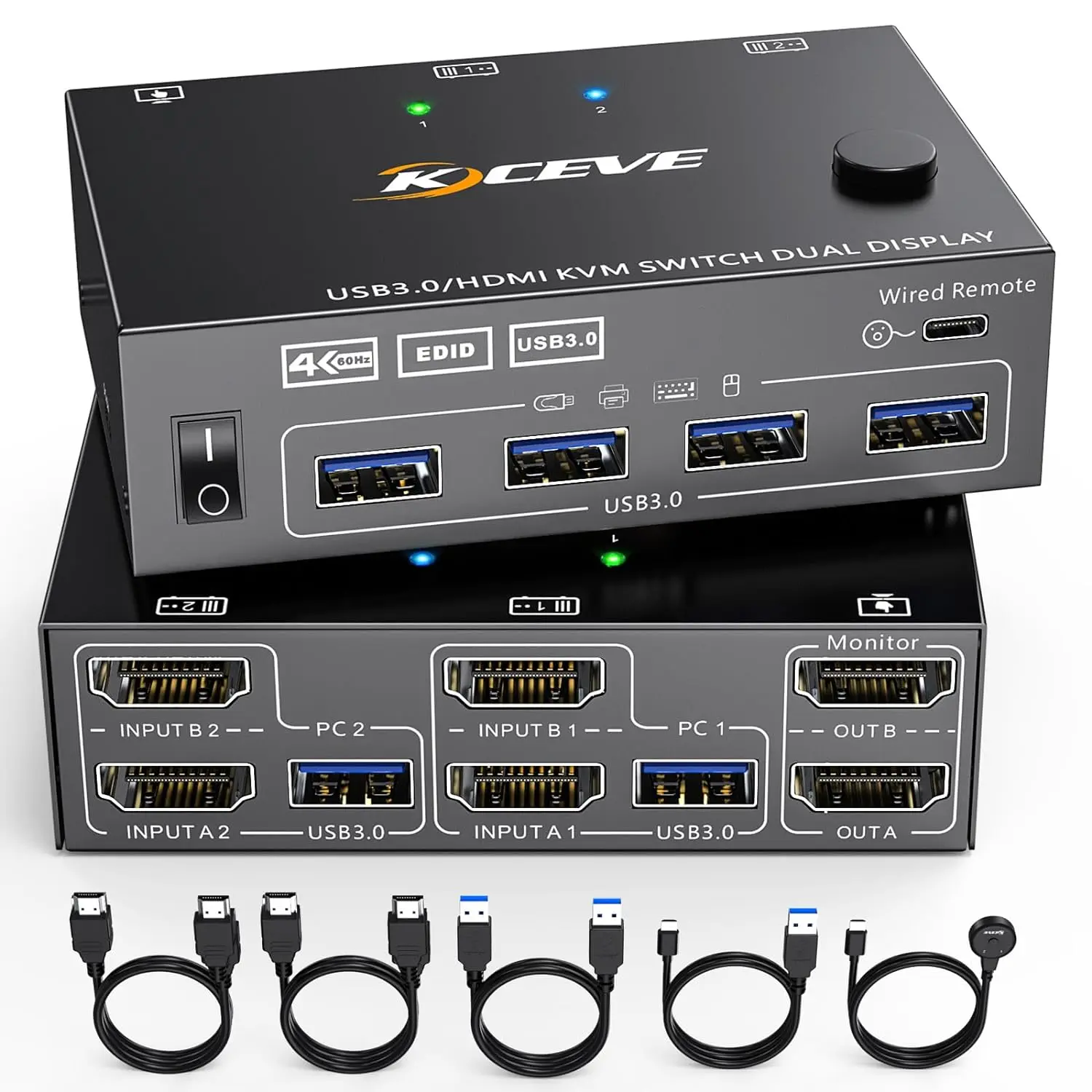 KVM переключатель 2 компьютера 2 монитора двойной монитор USB3.0 HDMI HD разрешение KVM переключатель поддержка копирования и расширенного дисплея с EDID