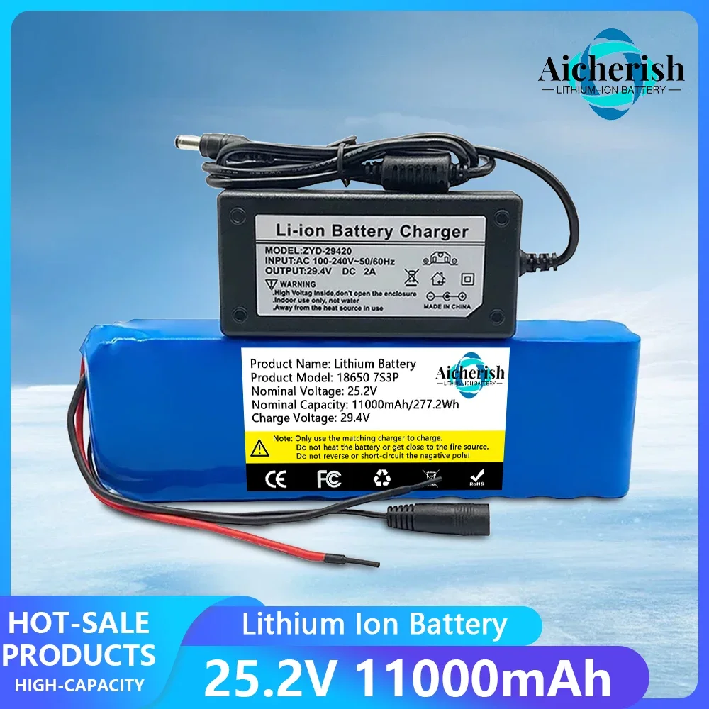 

Real Capacity 24V 7S3P 10A 11Ah Rechargeable Li-ion Battery Pack Built-in BMS For Electric Bicycle Unicycle Scooter Wheel Chair