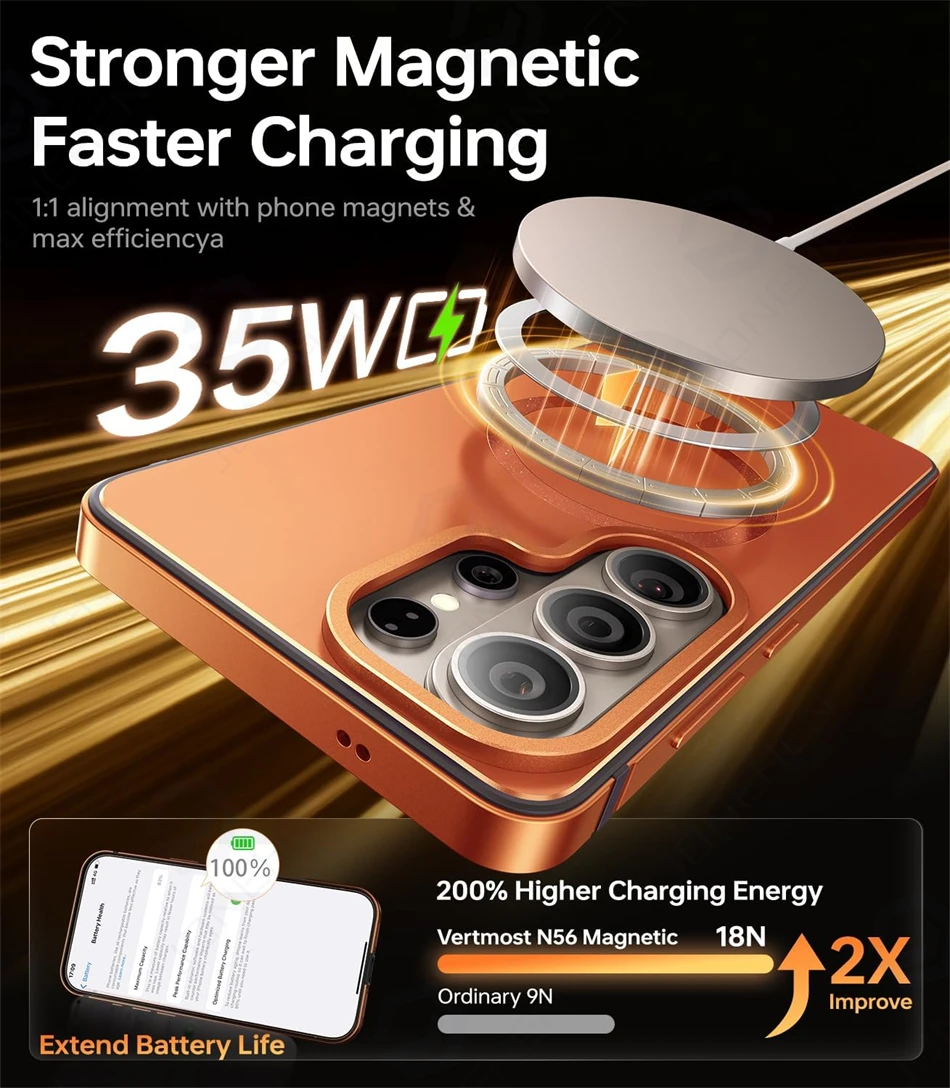 Magnetic Aluminum Metal Frame Case with Original Color Backplate and MagSafe Compatibility