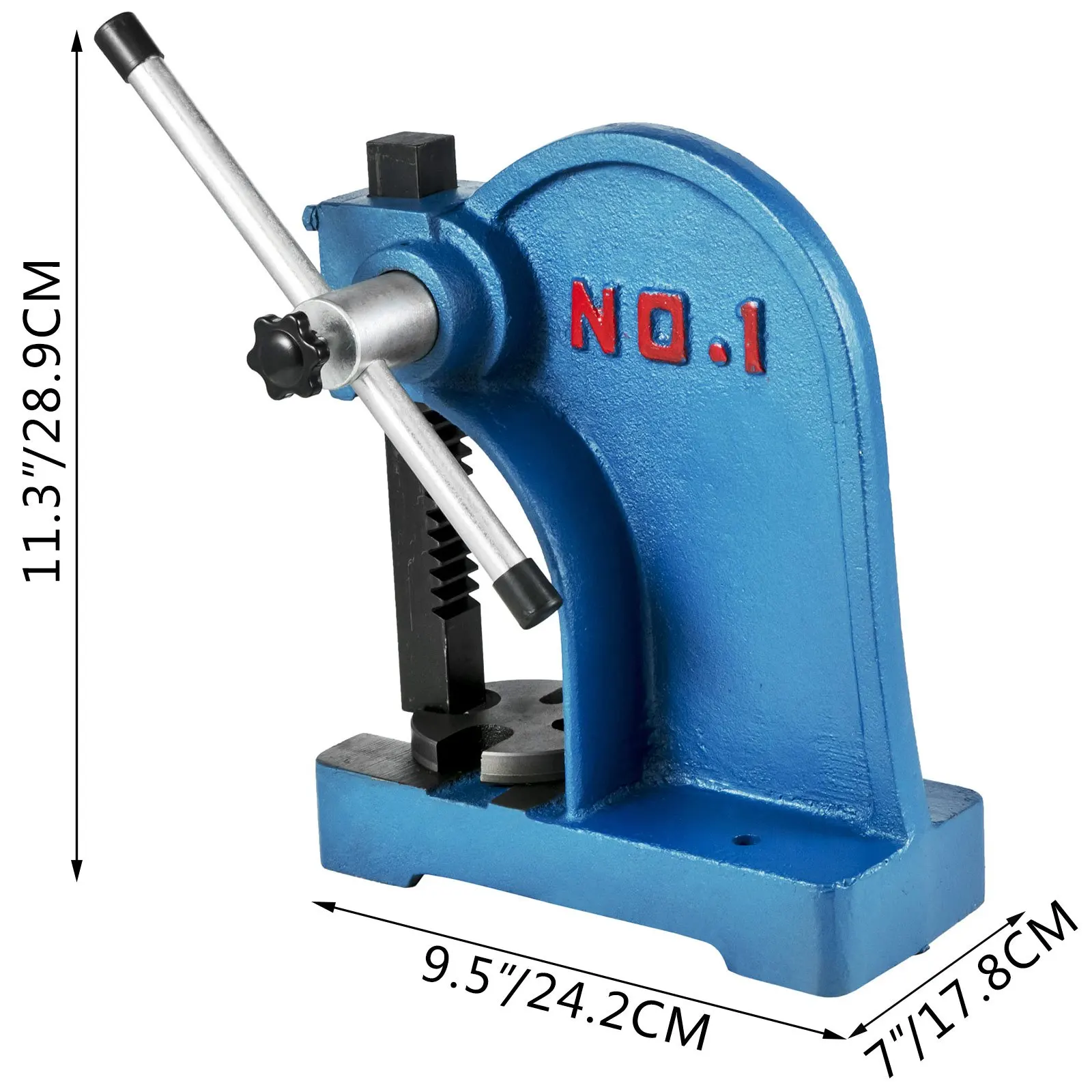 Arbor Press 1 Ton Manual Leverage Mountable Bearings Cast Iron for Riveting Squeezing Punching Bending Pressing
