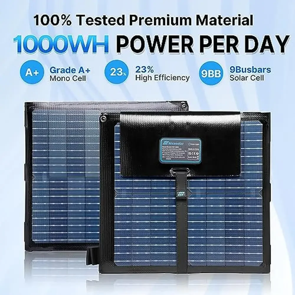 Portable Solar Panel Charger 200W Bifacial Foldable Solar Generator USB A&C PD 65W Laptop Travel Kit Power StationPV Connector