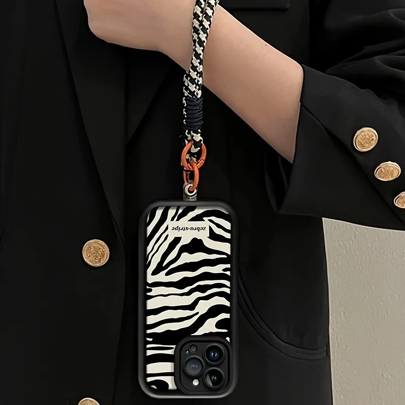 Luxury Stripe Pattern Hang Strap Phone Case - Soft Cover