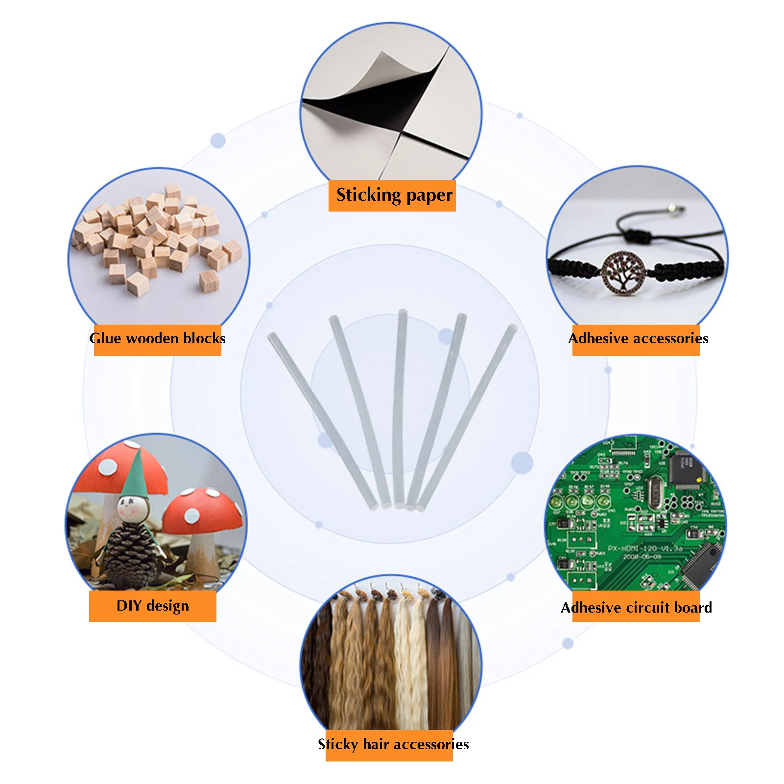 Hot Glue Sticks 30pcs 7mm x 100mm for Adhesive Stick Temperature Melting Hot Gun Handmade Crafting Decoration