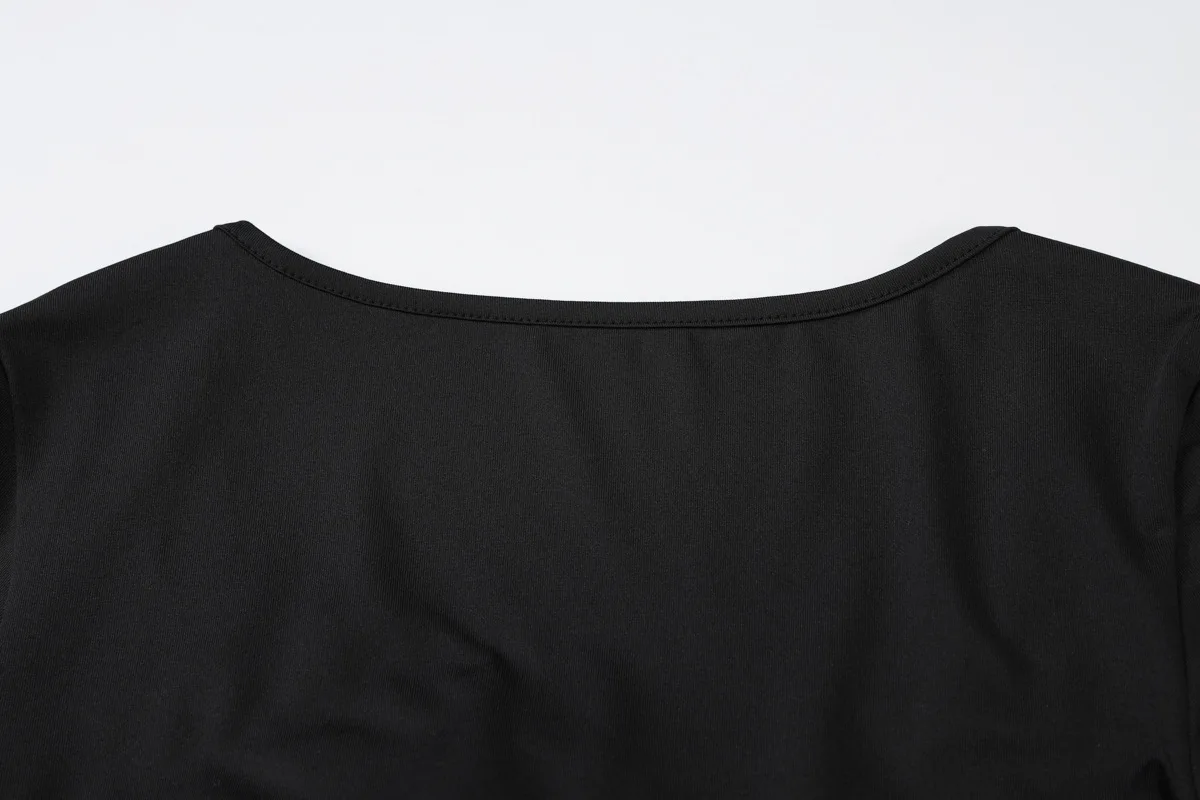 Ruffled Fashion Elegant Long Dress For Women High Waist Square Collar Patchwork Slim Solid Party Dress Female Maxi Dress