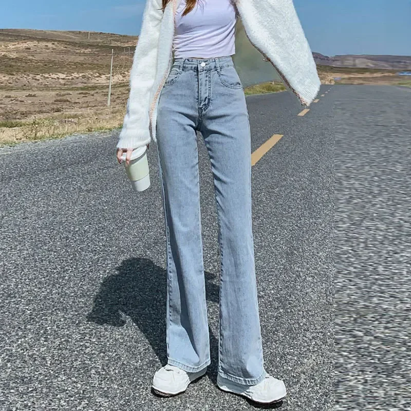 High-waisted Slimming Women's Jeans Petite Size Stretchy Floor-length Trousers Denim Fabric 1