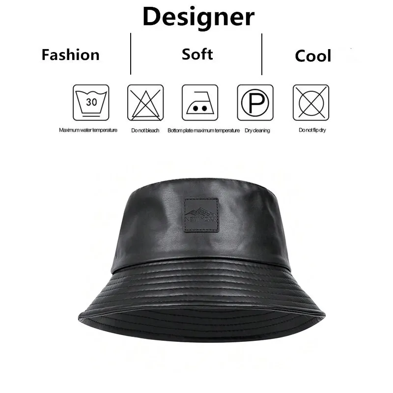 Unisex PU-Leder Label Mountain Stamp Range Fischerhüte Anglermützen Outdoor Freizeitmütze Sonnenschutzhut – Detail 2