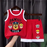 PAW Patrol – ensemble de vêtements de basket-ball pour garçons, gilet et short décontractés, costume deux pièces en maille respirante et confortable, tenues d'été pour enfants 2