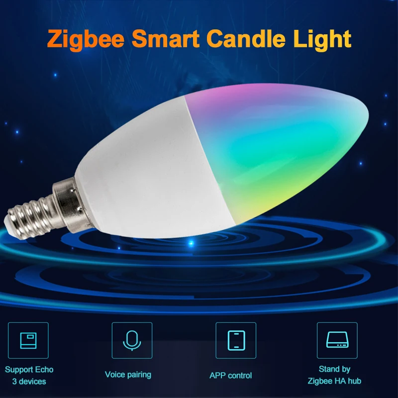 LED 전구 RGBCW 투야 음성 제어 스마트 홈 작동, 알렉사 홈 스마트 캔들 전구 3.0, 5W, E12, E14, 알렉사와 호환 가능, 1 개, 2 개