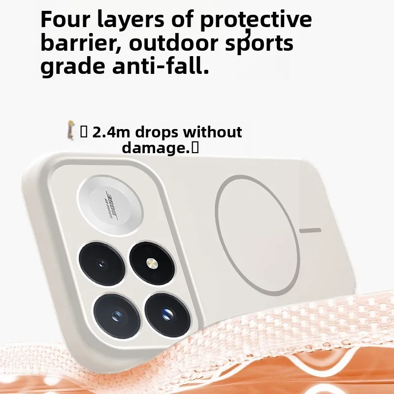 Enhanced Liquid Silicone Magnetic Anti-Drop Case with Wireless Charging Capability