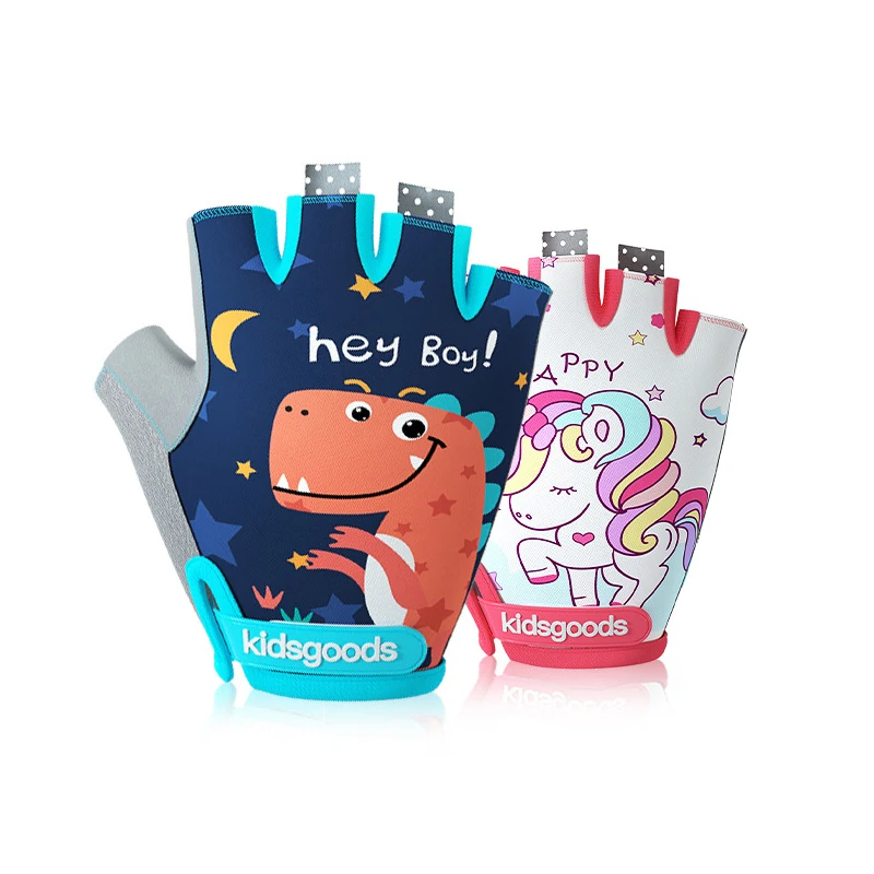 Cycling Gloves Sport Gloves Children's Cycling Gloves Safe Cycling Pulley Sports Handguard Printing Cartoon Non-Slip Shock Absorption Kids Gloves