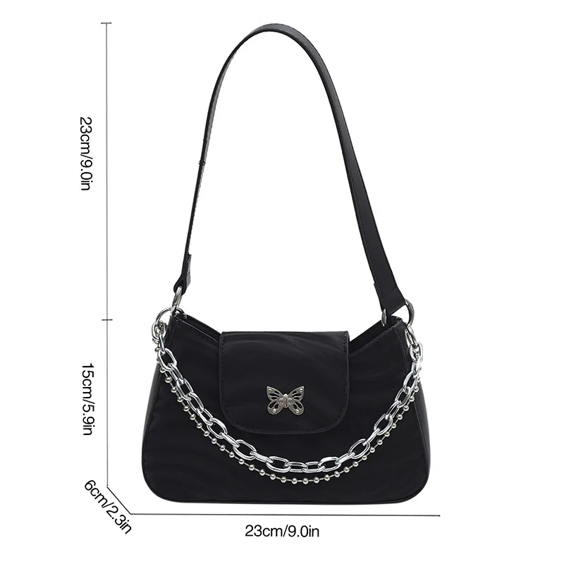 Elegant Chain PU Women Shoulder Bag Fashion Simple Stripe Messenger Bag Woman High Quality Underarm Handbag Ladies Y2k Purse