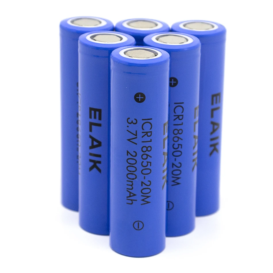 

ICR18650 3.6V 2000mAh*20pcs rechargeable lithium battery stable performance Wide range of energy storage 20m-flat head