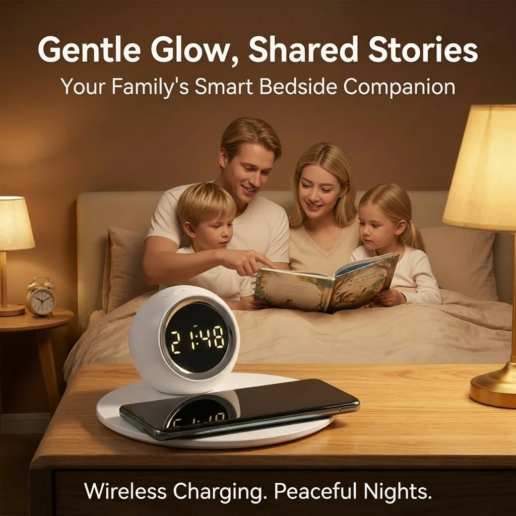 Alarm clock charger with fast charging adjustable brightness display digital clock with temperature for home office bedroom 4