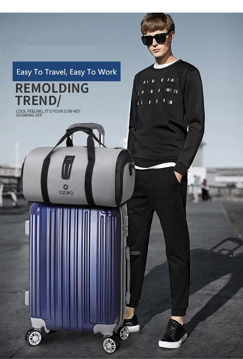 Ozuko 9288 Multifunction Travel & Duffle Bags Shoes Pocket description image