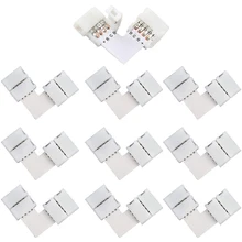

4 Pin 10mm L Shape Led Connector RGB LED Light Strip Connectors 90 Degree Corner Connectors For SMD 3528 5050 2835 Light Bar