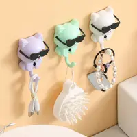 Funny Plastic Cartoon Cat Hooks Decorative Waterproof Sunglasses Cat Hooks Wall Hanging Key Hangers for Home 1