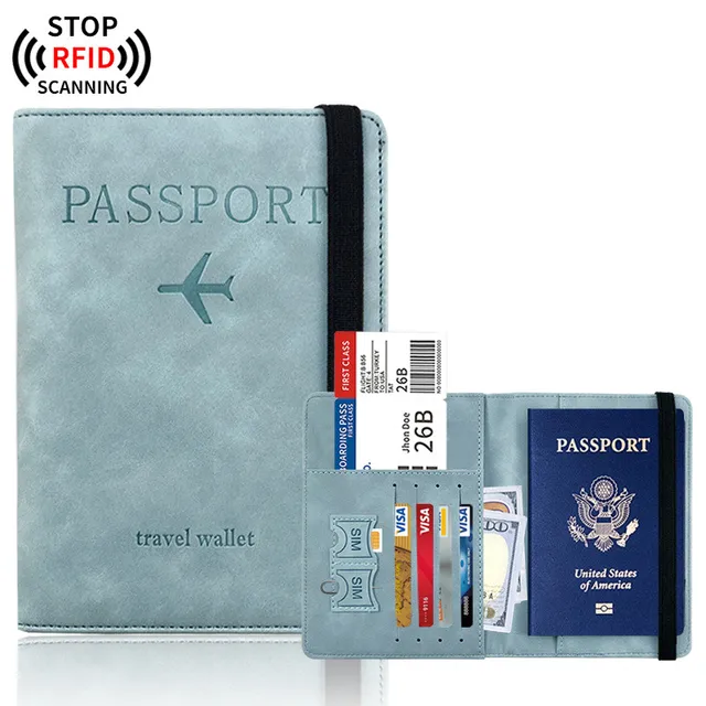 PU RFID Passport Cover Credit ID Card Wallet Waterproof Document