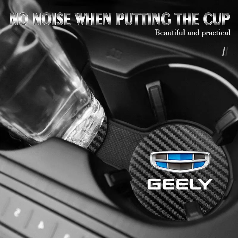 2Pcs Car Carbon Fiber Non Slip Water Cup Mat Auto Interior For Geely Coolray Geometry C GX3 Emgrand EC7 LC Panda Tugella Binray