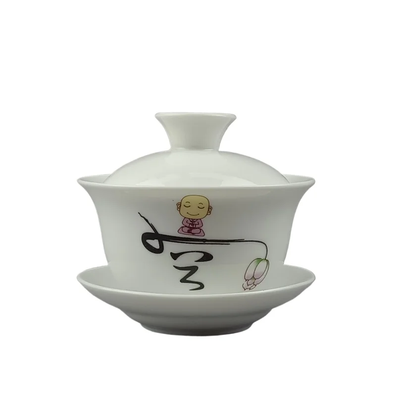 White Porcelain Kung Fu Teaset Spare Parts Household Ceramic Cover Bowl Personal Tea Brewer Tea Bowl Preparation