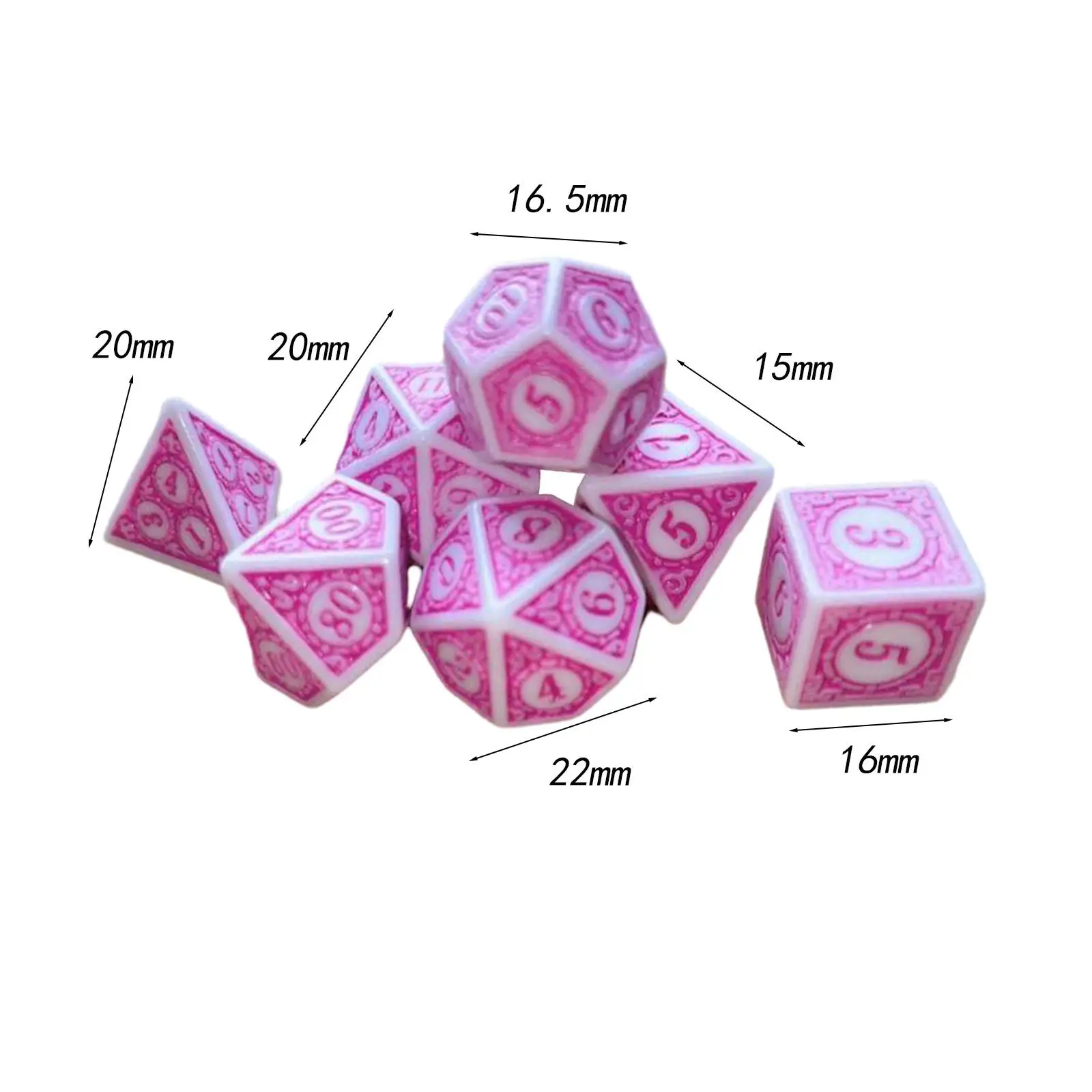 7Pcs Dice Set D20 D12 D10 D8 D6 D4 Party Game Dices Acrylic Party Favors